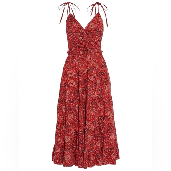 Ulla Johnson Kali Dress Midi Tiered Poppy Floral Boho Fairy Feminine Size 2 - Picture 2 of 13